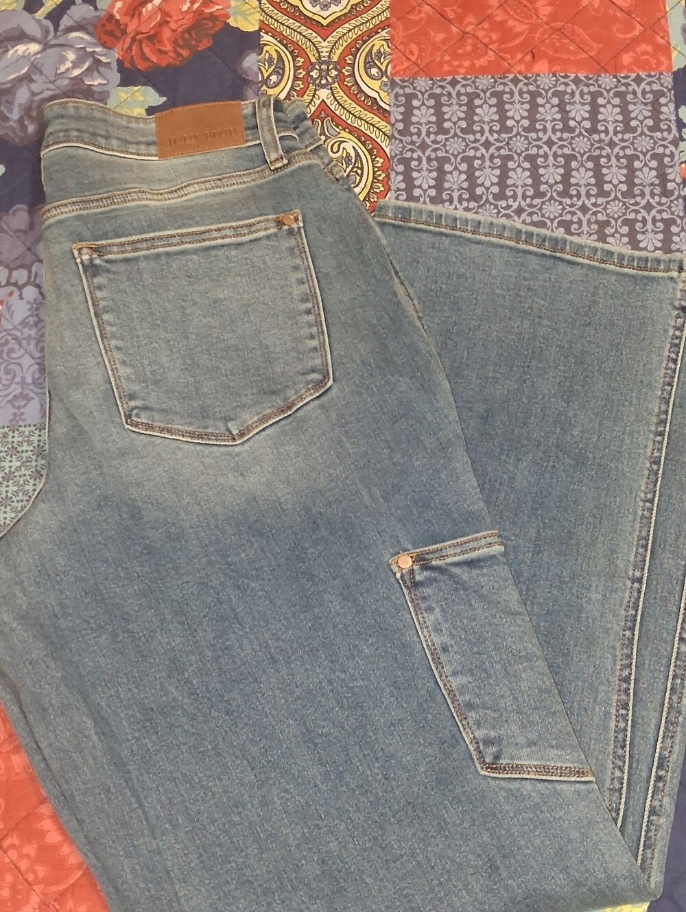 Judy Blue 90s Straight Jeans Casual Light Blue Cargo Jeans - Picture 12 of 12